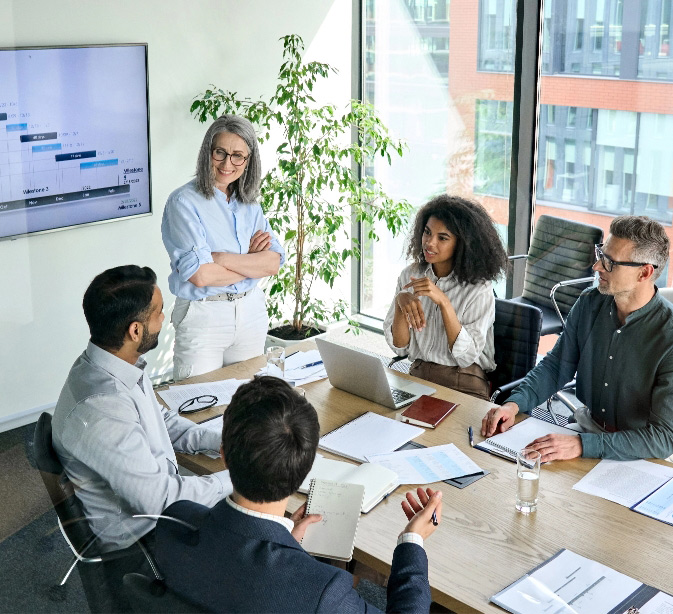 Senior management team in boardroom